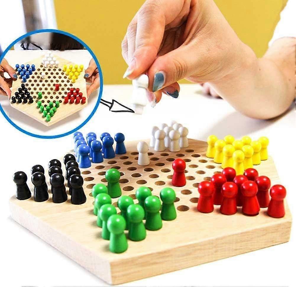 Chinese Checkers Wooden Building Board Games for babies Classic Set Halma Halma Family Strategy Pieces - Image 3