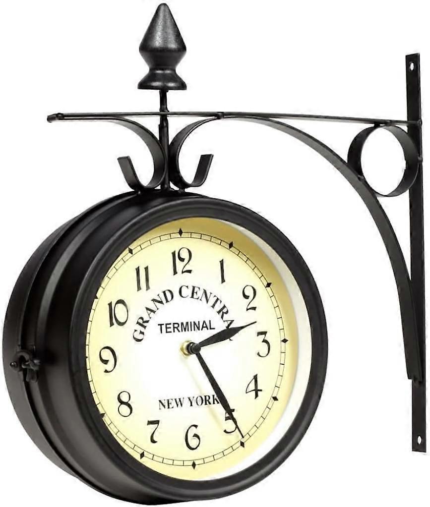 Wall Clock Wrought Iron Garden Clock Station Clock 2-sided Handmade Grand Central Terminal New York - Image 3