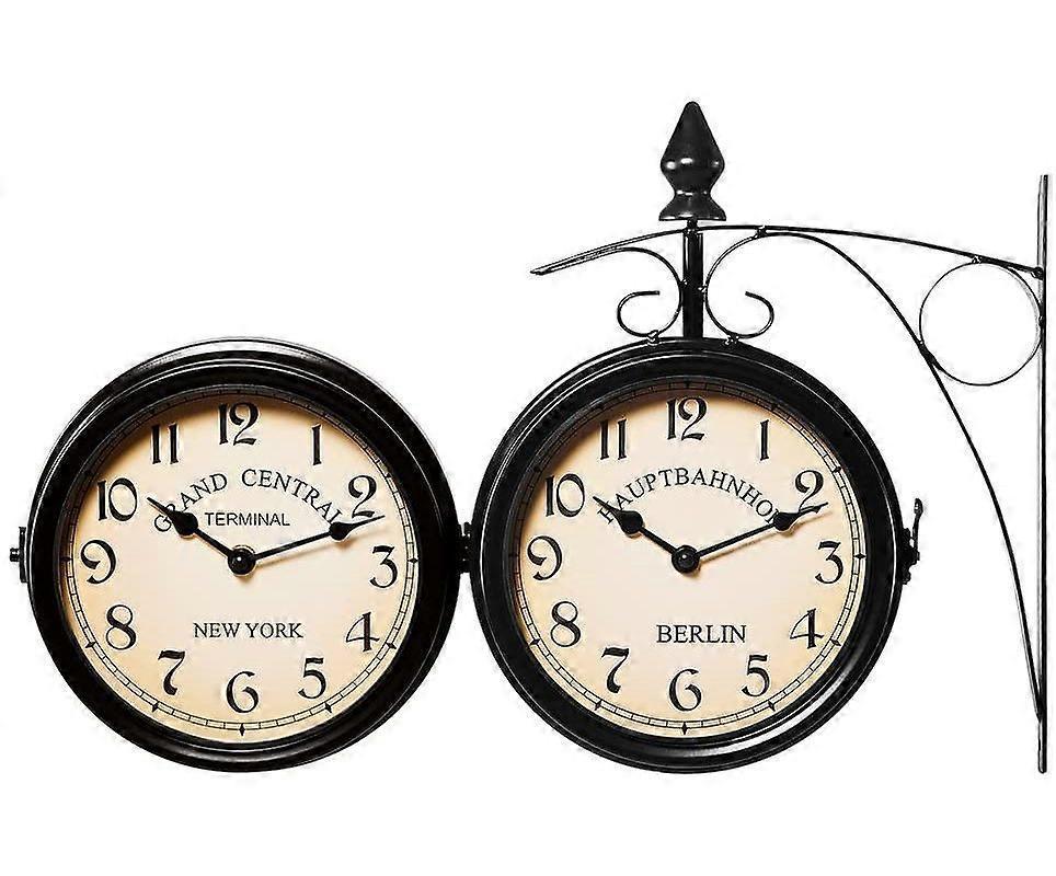 Wall Clock Wrought Iron Garden Clock Station Clock 2-sided Handmade Grand Central Terminal New York - Image 4
