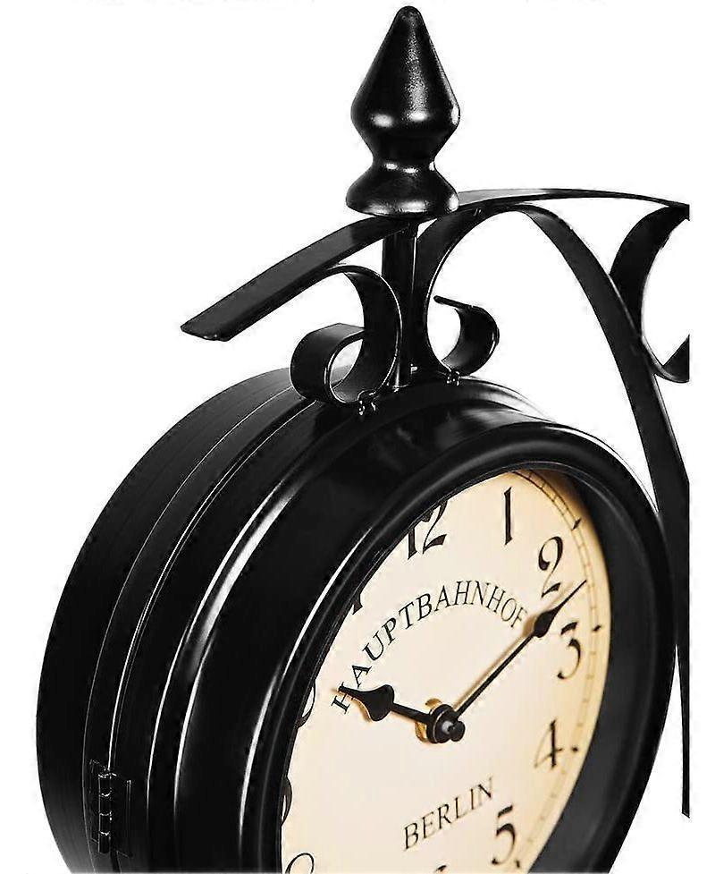 Wall Clock Wrought Iron Garden Clock Station Clock 2-sided Handmade Grand Central Terminal New York - Image 5