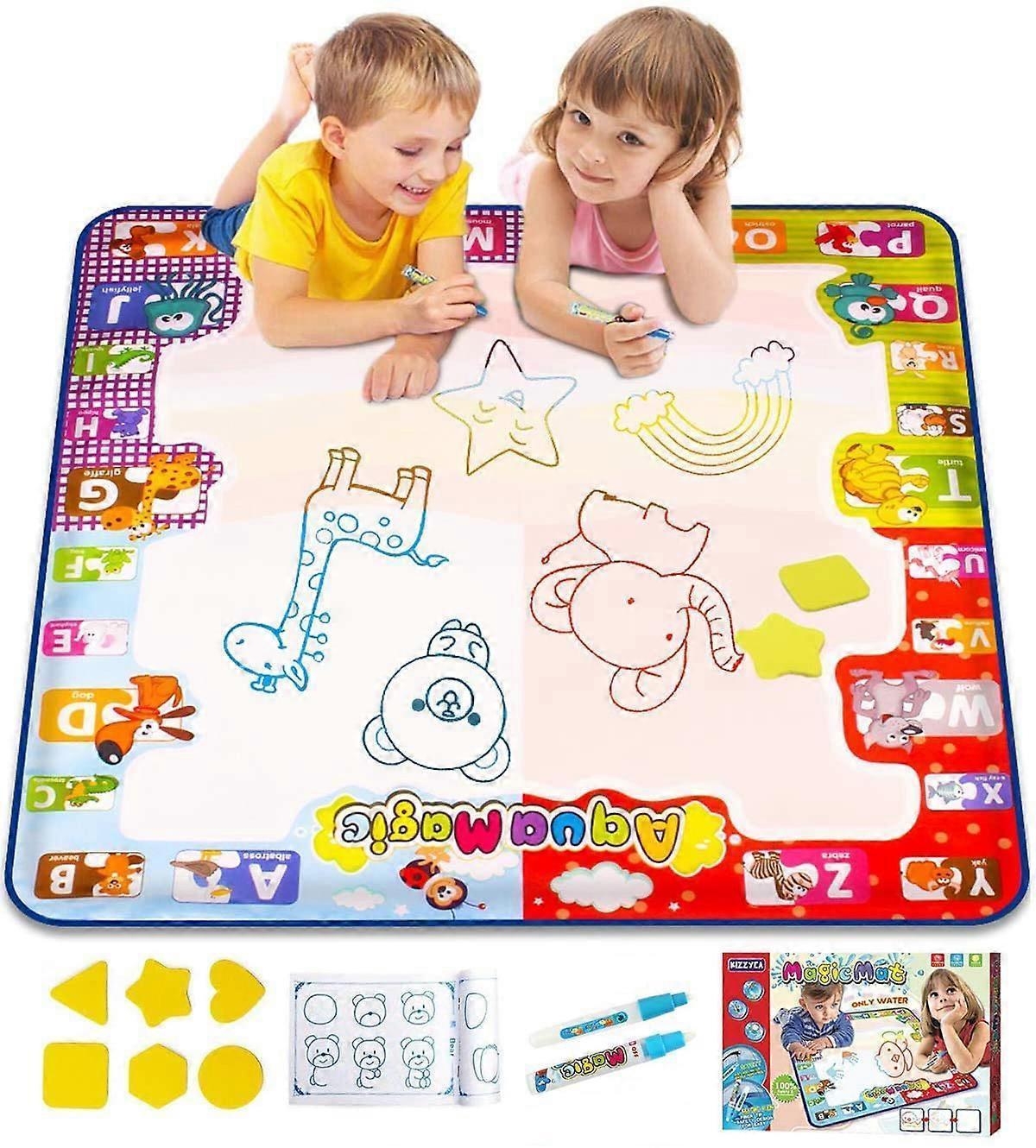 Water Doodle Mat, Large babies Painting Mat, Clean Drawing Mat with Neon Colors, Educational Toys for 3 4 5 6 Year Old babies babiess Boys Girls - Image 1