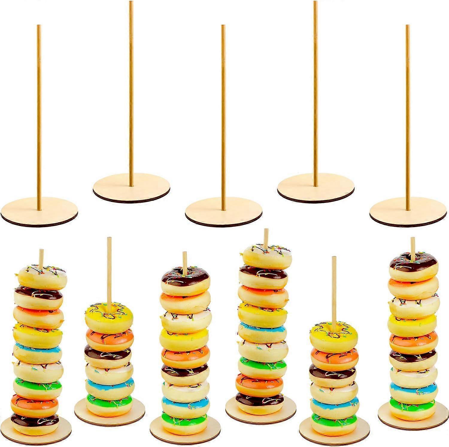 Wooden Donut Stand, Removable Donut Holder, Party Supplies for Wedding, Birthday (Round Style) - Image 1