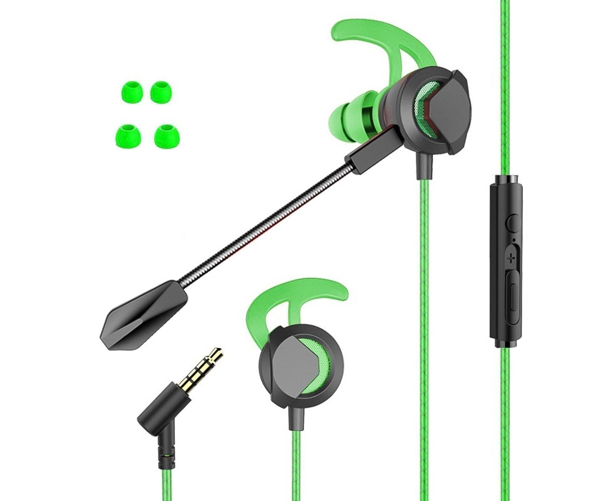 1Set Earbuds Earphone with Mic Universal In-ear Wired Sports Headsets for Game-Green - Image 1