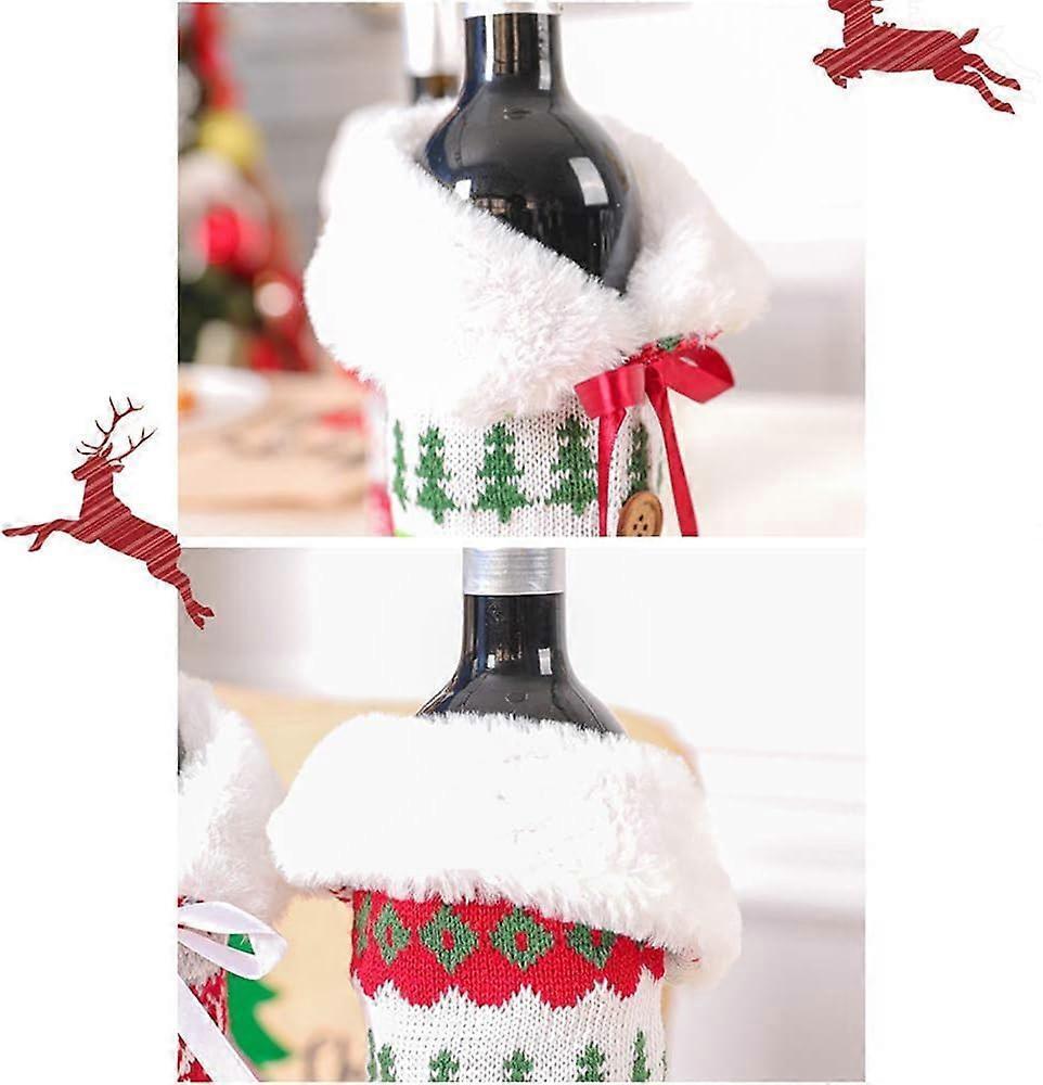 Wrap the knitted wine bottle sleeves with a faux fur collar for Christmas decorations - Image 5