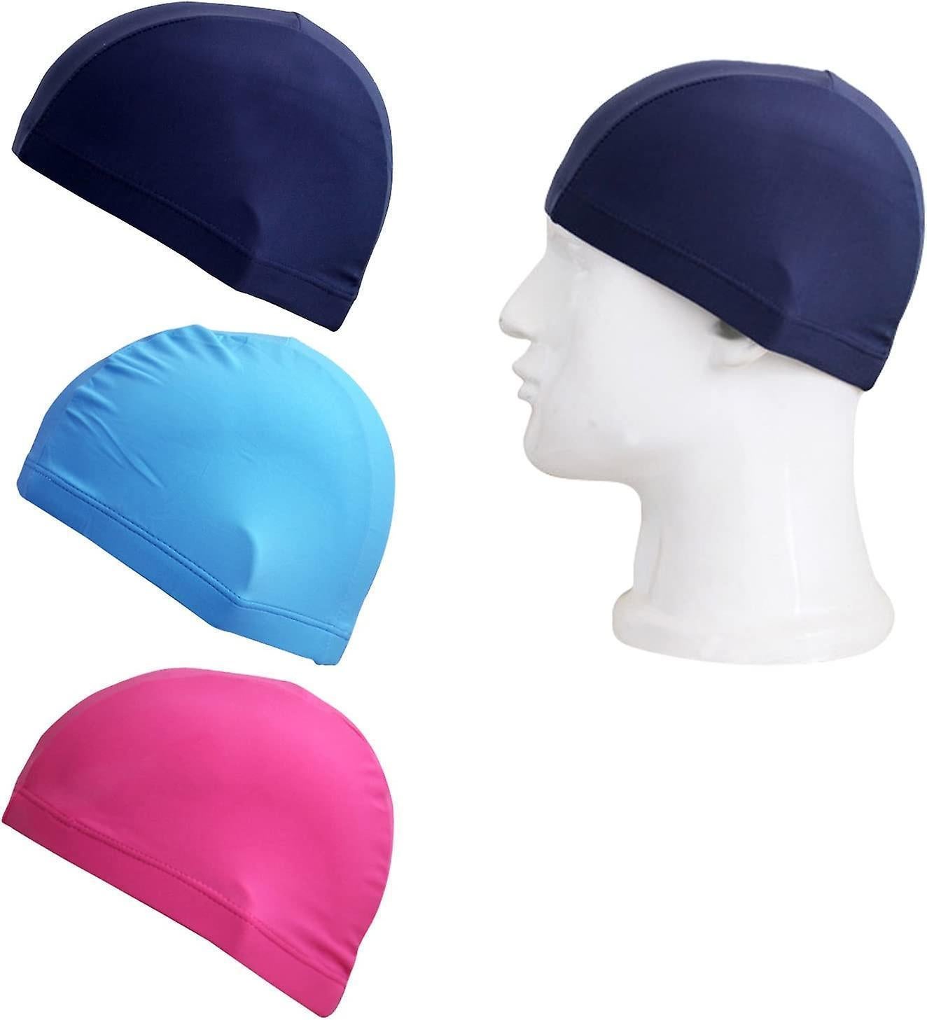 3PCS Solid Color Swim Cap Swimming Cap Swimming Hat for Teenager and Adult(not for Long Hair) - Image 1