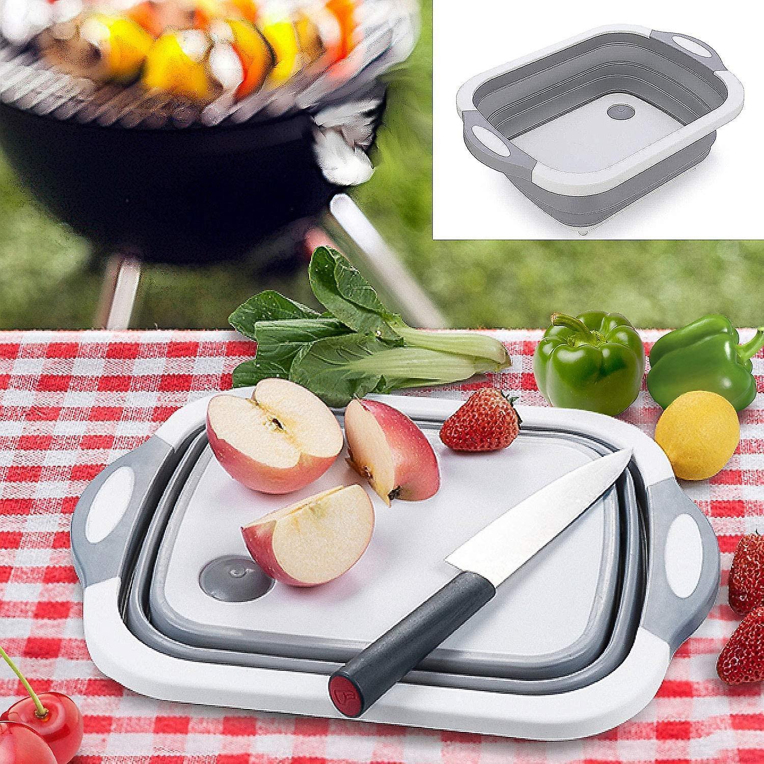 Camping Bowl 3-in-1 Portable Chopping Board Kitchen Board Drain Basket Foldable Bowl Washing Bowl - Image 1