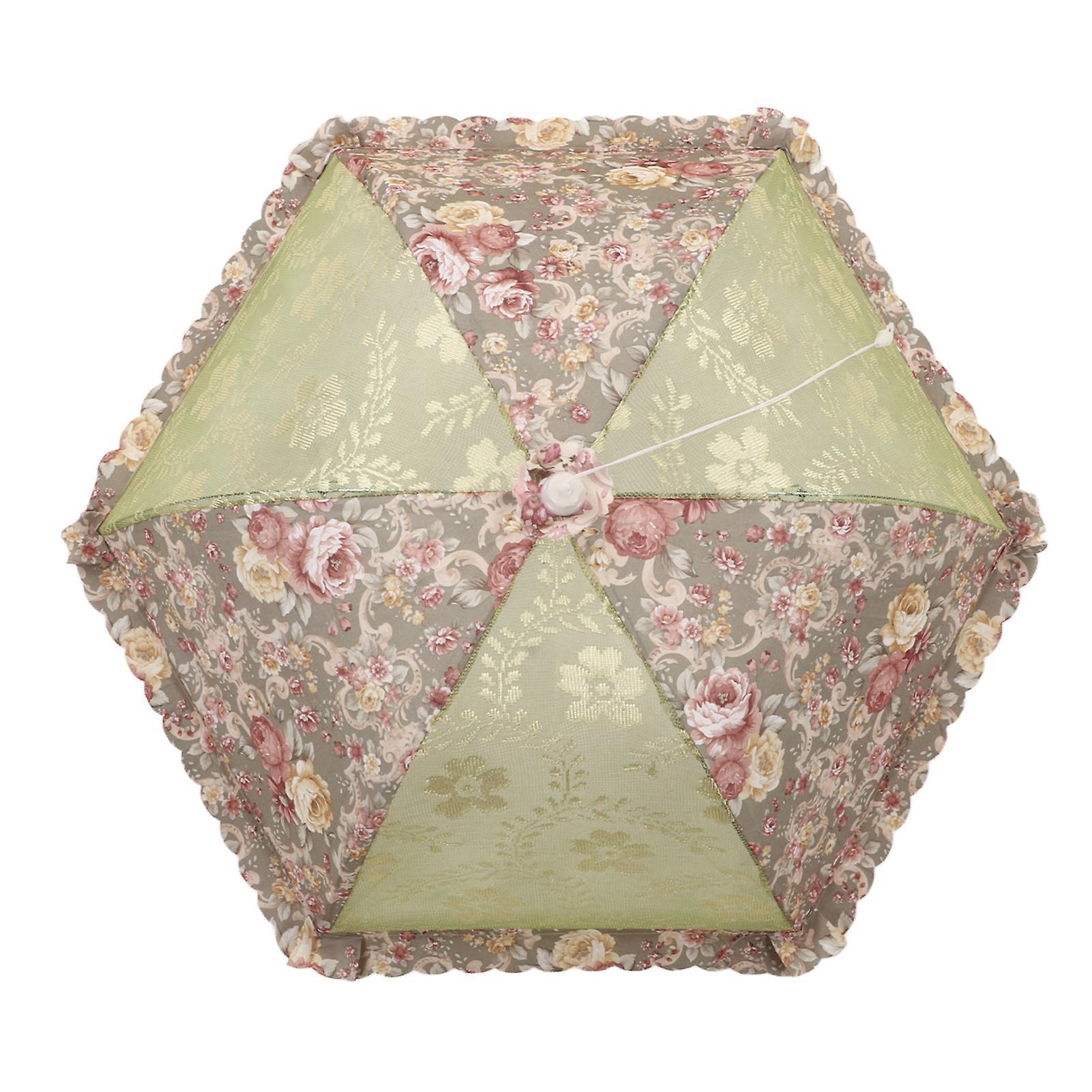 Mesh Food Cover Foldable Pop Up Food Cover Net Floral Print Food Tent for Home Outdoor Picnic Purple - Image 1