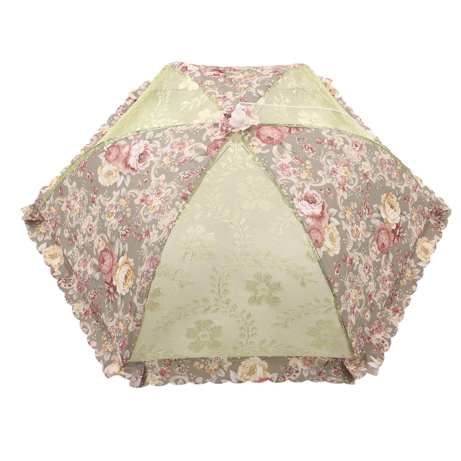 Mesh Food Cover Foldable Pop Up Food Cover Net Floral Print Food Tent for Home Outdoor Picnic Purple - Image 2