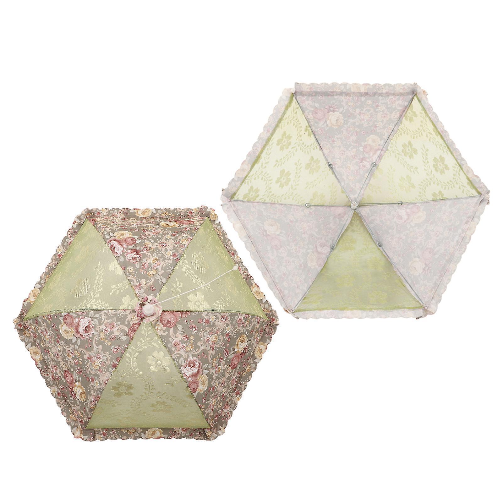 Mesh Food Cover Foldable Pop Up Food Cover Net Floral Print Food Tent for Home Outdoor Picnic Purple - Image 3