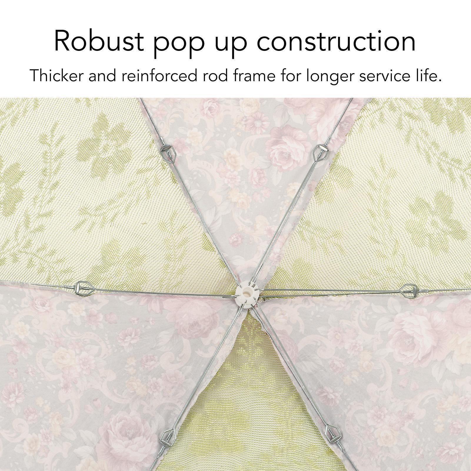 Mesh Food Cover Foldable Pop Up Food Cover Net Floral Print Food Tent for Home Outdoor Picnic Purple - Image 5