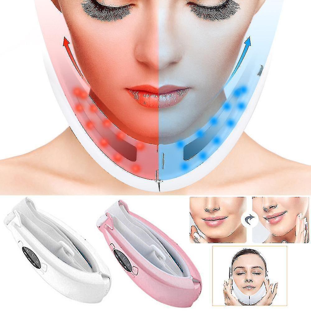 Led Photon Therapy Double Chin Removal Electric V-face Slimming Vibration Massager Face Lift Device - KKS699 White - Image 1