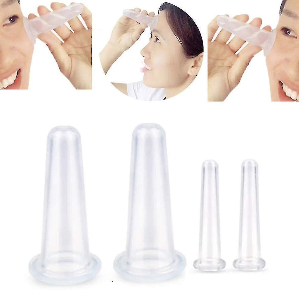 Silicone Facial Cupping Set Face And Eye Cupping Massage Kit Vacuum Massage Cup Anti-wrinkle And Anti-aging Natural Skin Care Beauty Tool(white)4pcs - Image 1