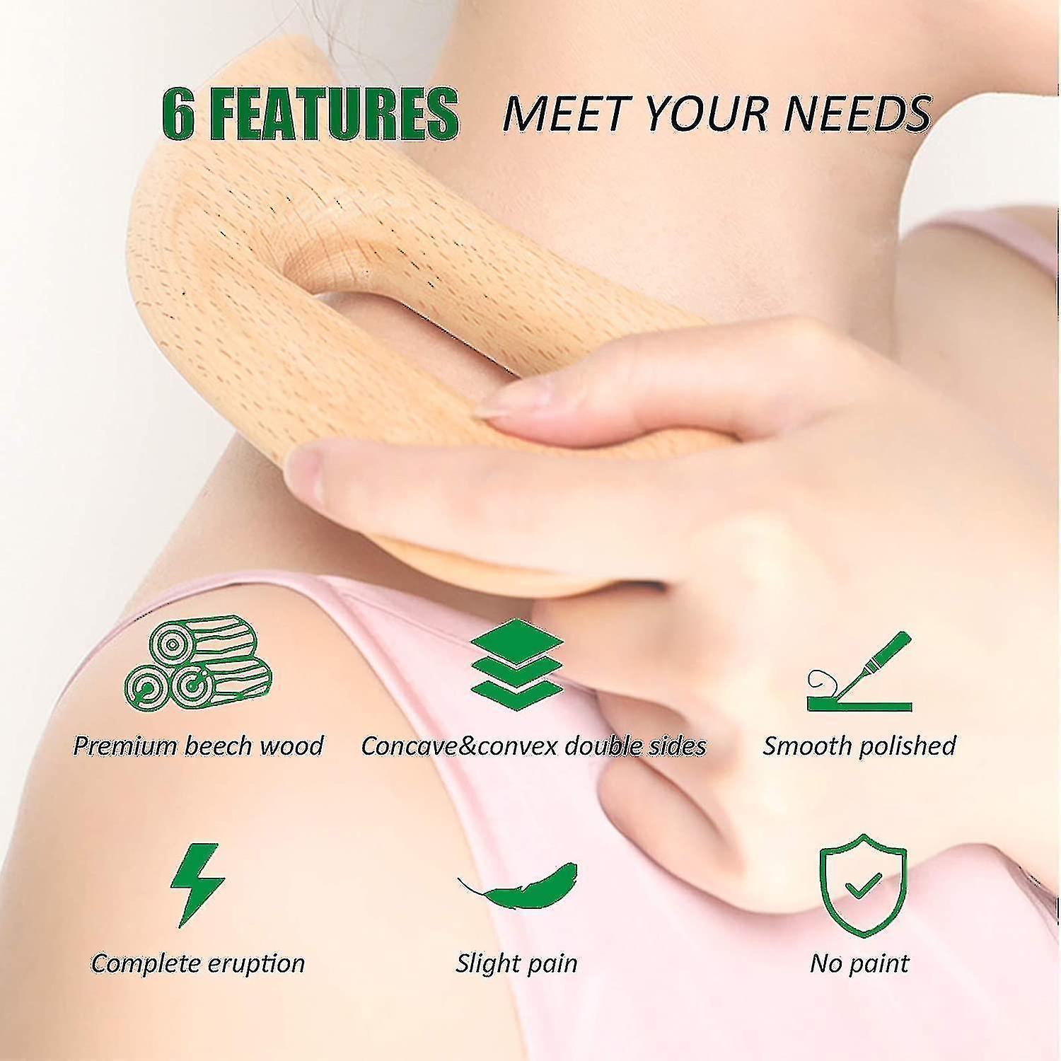 Wooden Lymphatic Drainage Massage Tool, Handheld Gua Sha Scraping Paddle, Anti Cellulite, Used On Whole Body, Manual Muscle Pain Relief - Image 2