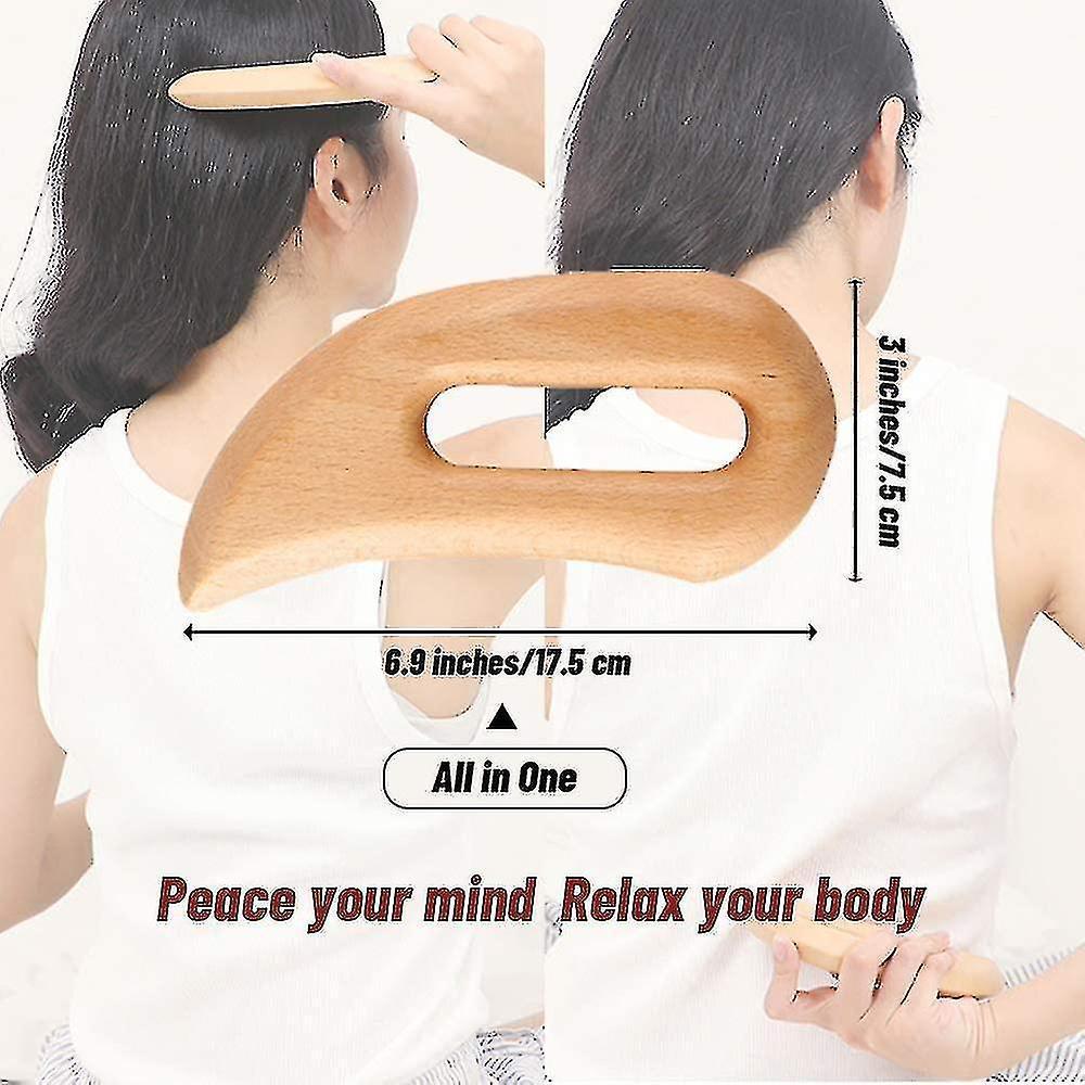 Wooden Lymphatic Drainage Massage Tool, Handheld Gua Sha Scraping Paddle, Anti Cellulite, Used On Whole Body, Manual Muscle Pain Relief - Image 5