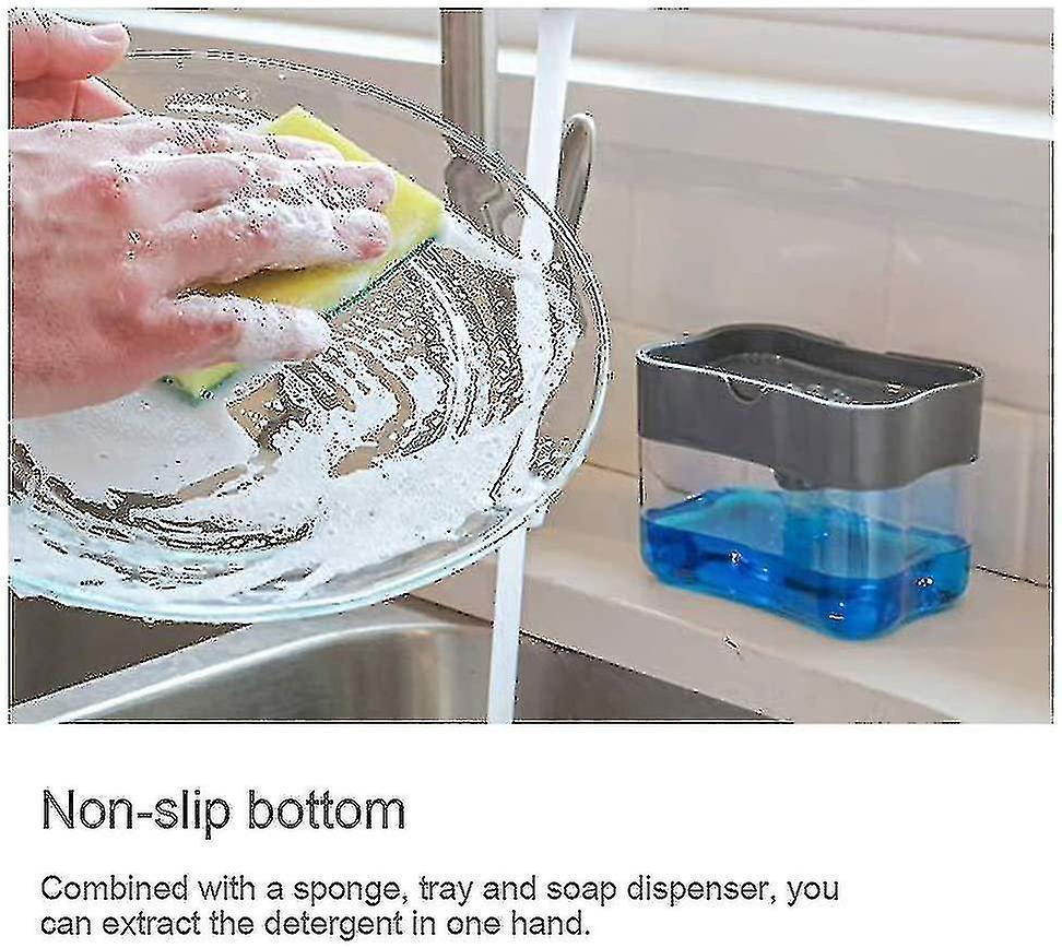 Soap Dispenser Set, Sink Organizer, Pump Soap Dispenser With Sponge Holder, Detergent Dispenser, Kitchen Utensil Holder For The Kitchen - Image 5