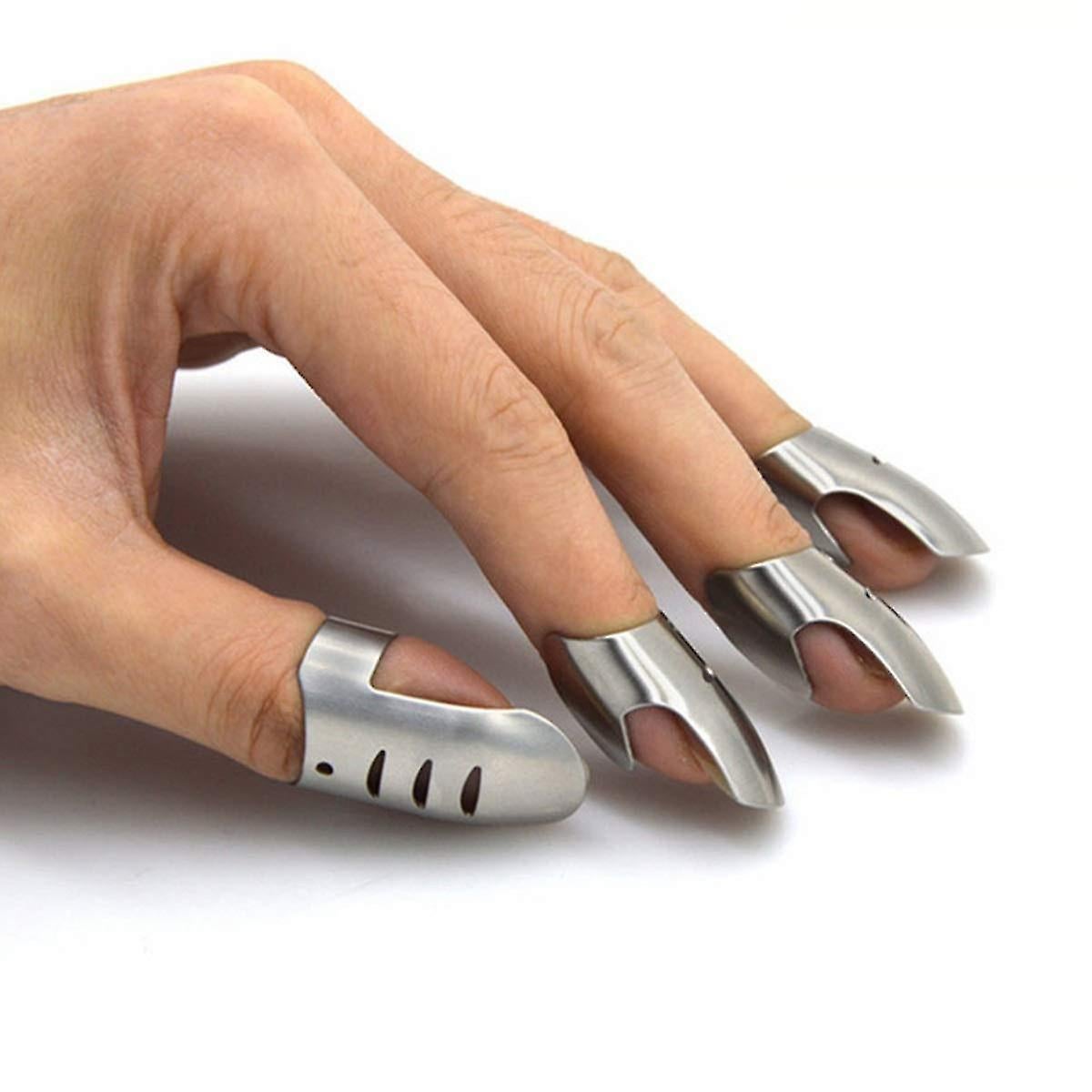4pcs Kitchen Stainless Steel Finger Nail Protector Hand Cut Guard secure Slice Knife Tool, Kitchen Finger Cutting Protector - Image 1