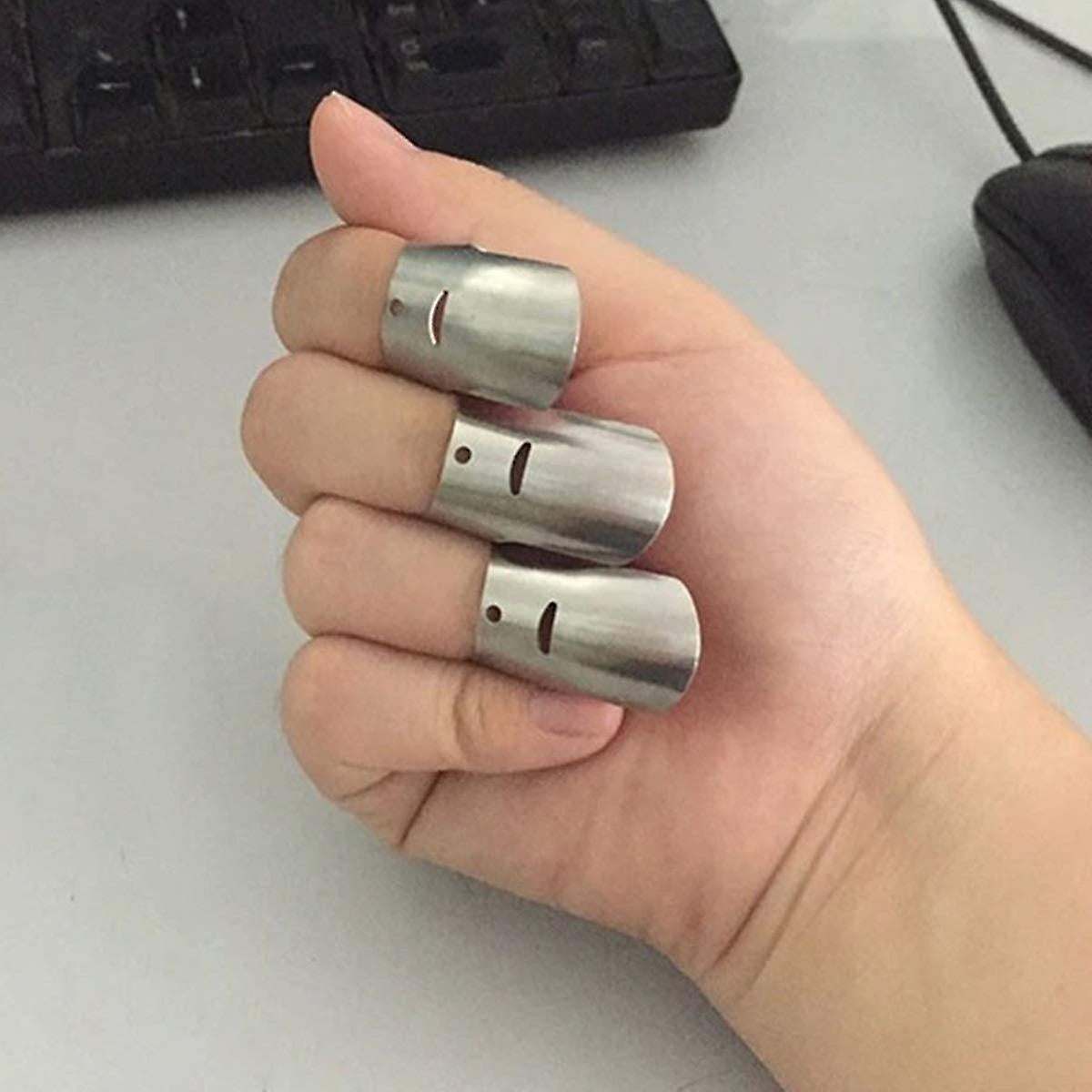 4pcs Kitchen Stainless Steel Finger Nail Protector Hand Cut Guard secure Slice Knife Tool, Kitchen Finger Cutting Protector - Image 4