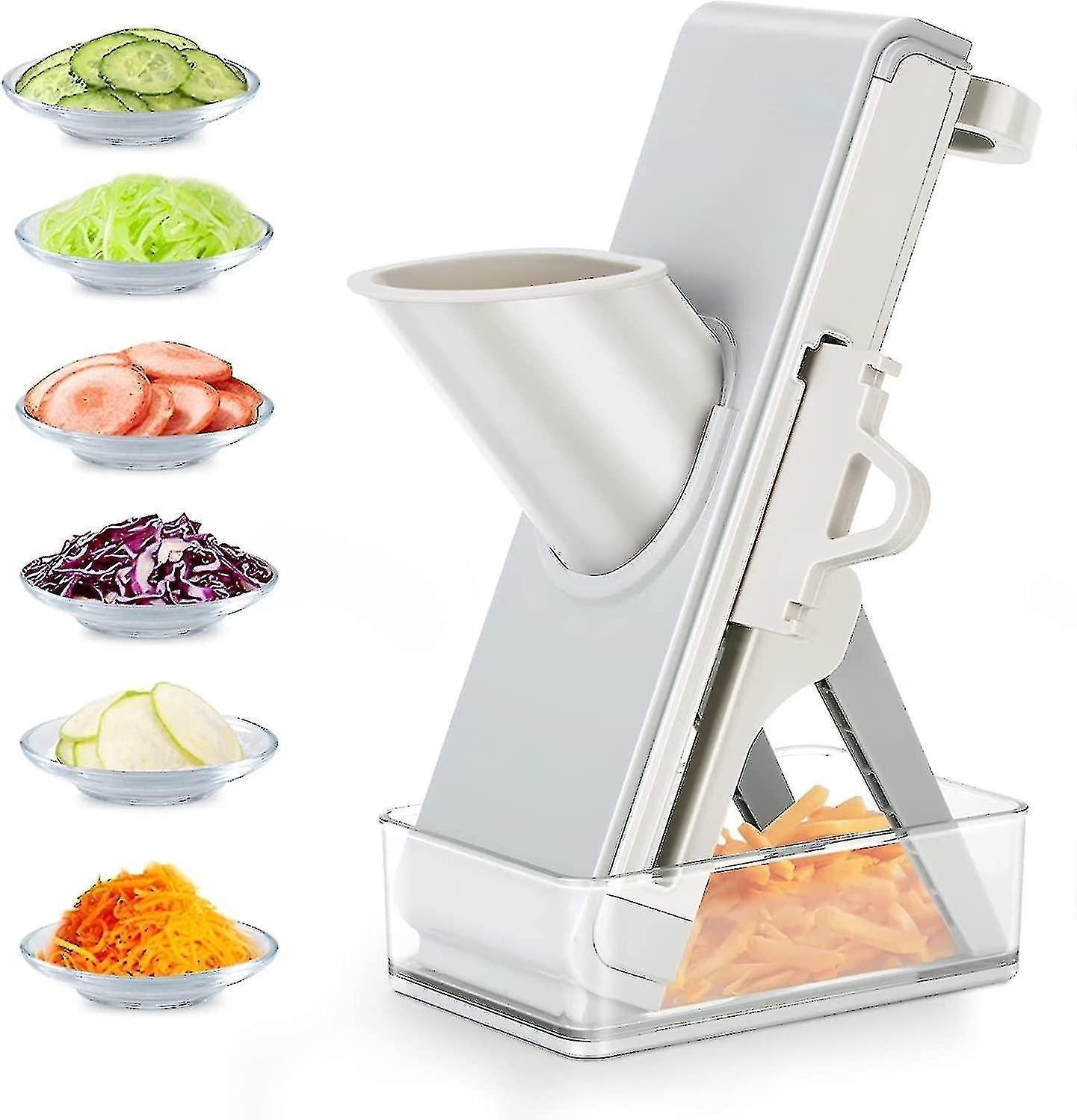 Kitchen secure Mandolin Vegetable Slicer With Adjustable Blades With Container - Image 1