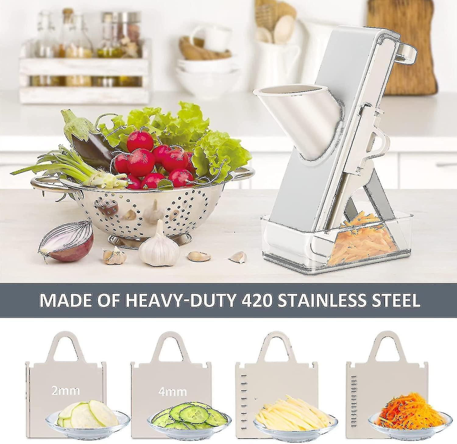 Kitchen secure Mandolin Vegetable Slicer With Adjustable Blades With Container - Image 4