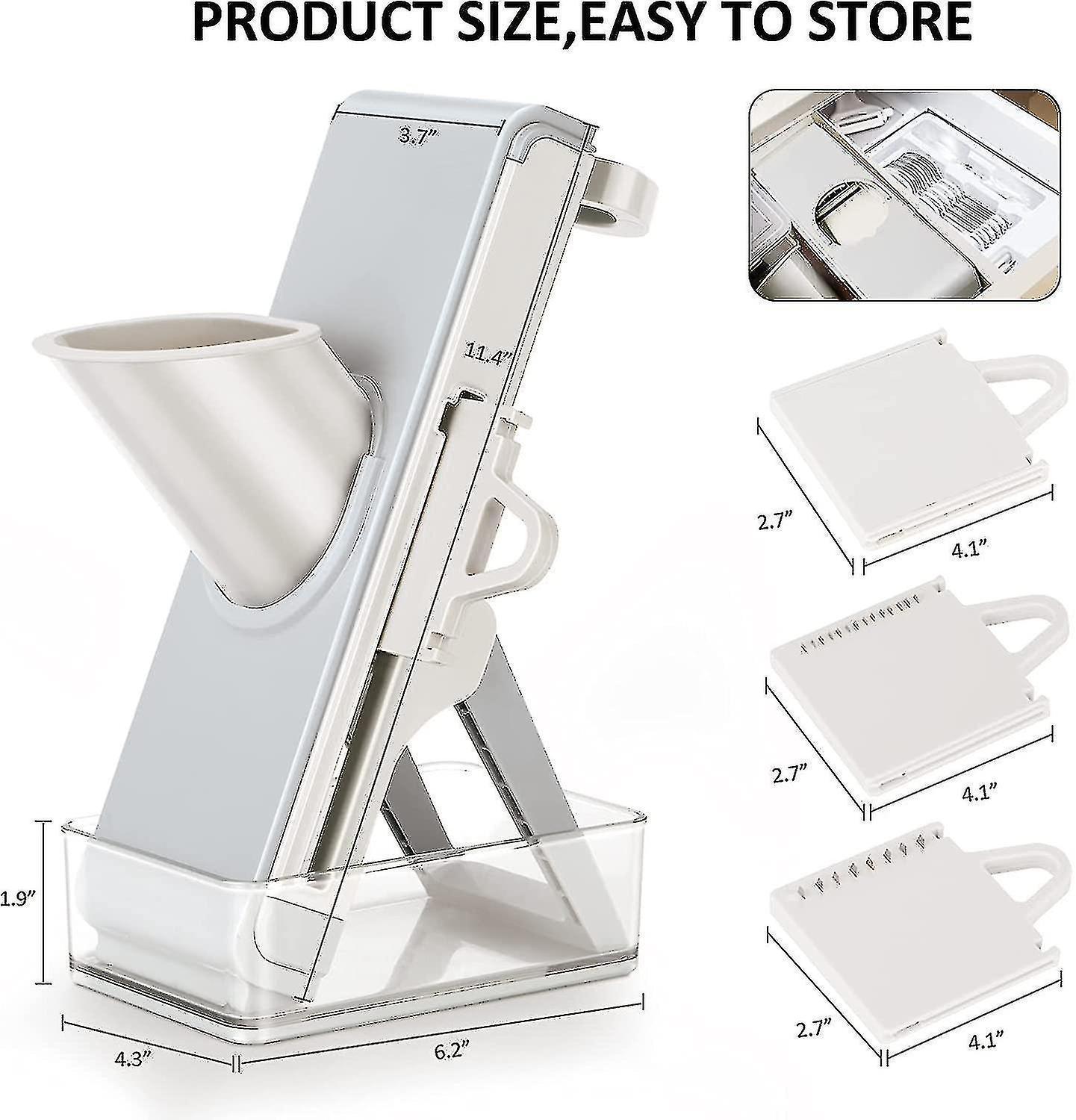 Kitchen secure Mandolin Vegetable Slicer With Adjustable Blades With Container - Image 5