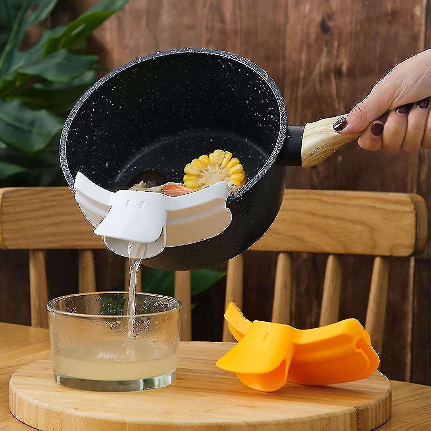 2pcs Kitchen Dedicated Spill Proof Round Edge Pot Deflector Pour Soup Funnel,duckbill Diversion Mouth Funnel,kitchen Pour Soup Strainer Deflector Tool - Image 1