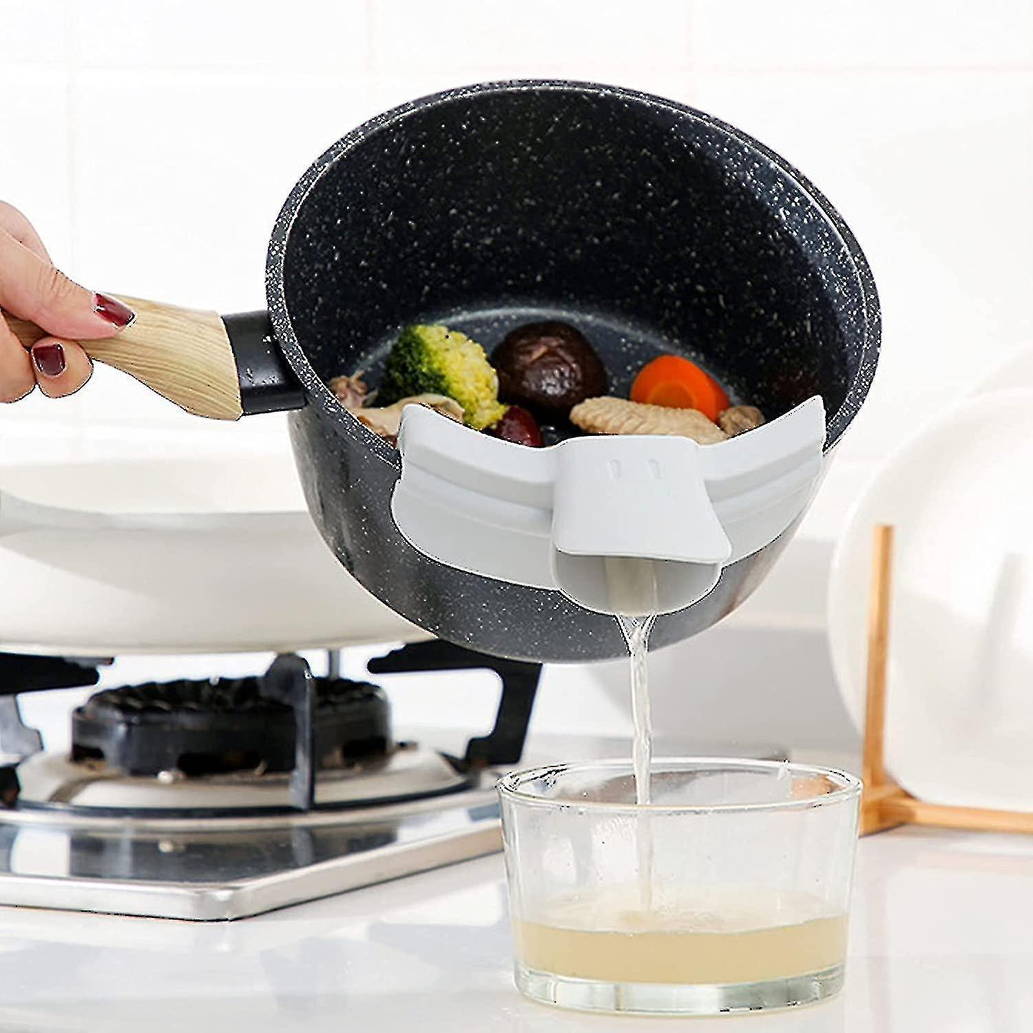 2pcs Kitchen Dedicated Spill Proof Round Edge Pot Deflector Pour Soup Funnel,duckbill Diversion Mouth Funnel,kitchen Pour Soup Strainer Deflector Tool - Image 2