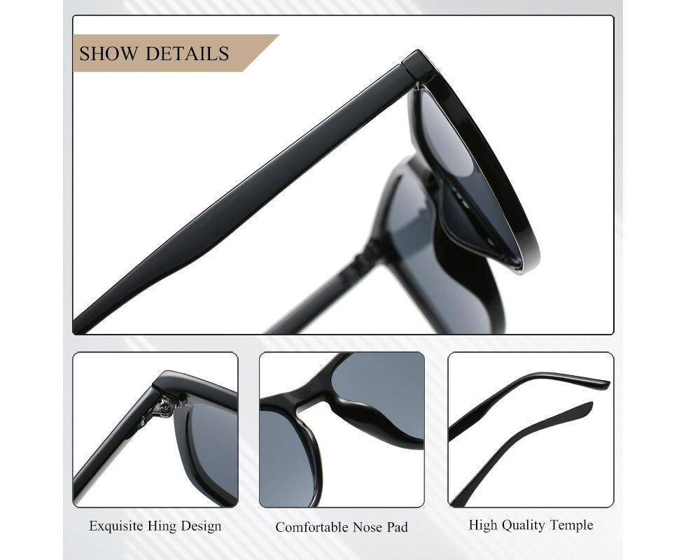 Retro Sunglasses Women Men Fashion Square Sun Glasses Ladies Luxury Brand Female  Male UV400 - Bright Black - Image 6