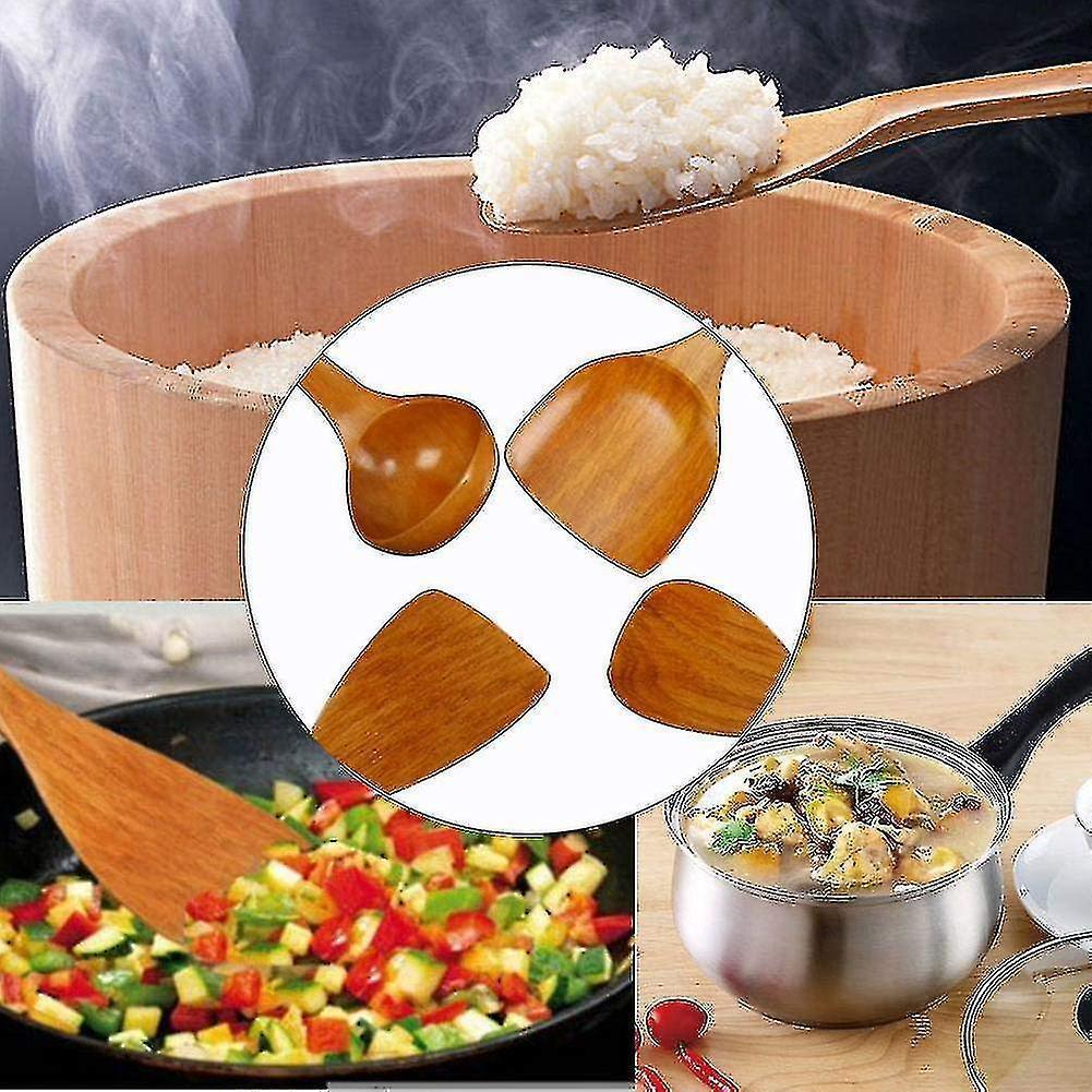 4 Pieces Kitchen Utensil Sets Wooden Cooking Utensil Set - Image 4