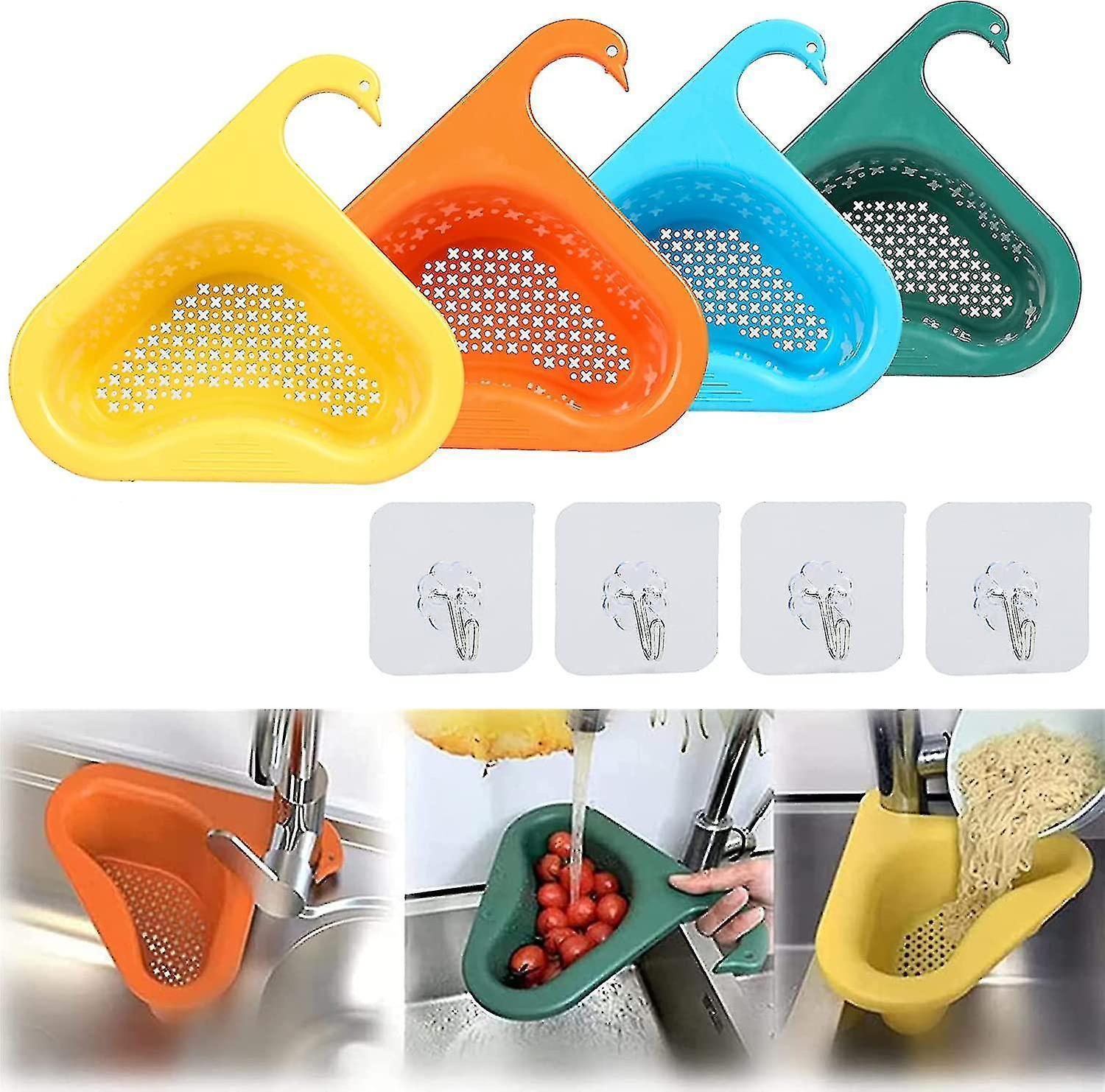 4 Pack Triangular Sink Strainer Basket, Multifunctional Hanging Filter Basket For Kitchen - Image 1
