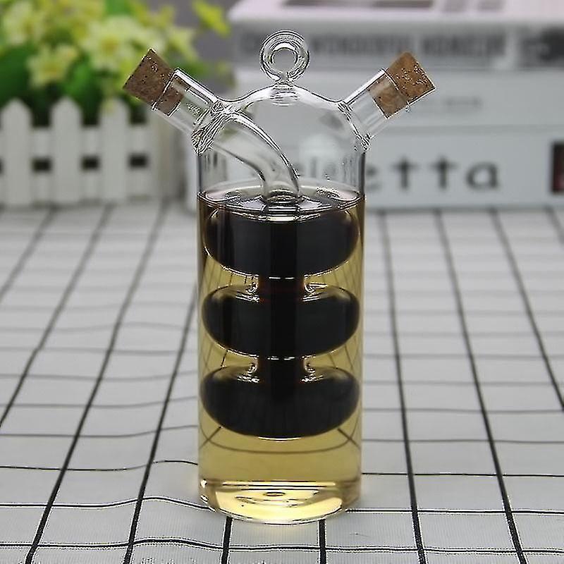 2-in-1 Double Layer Bottle Sauce Oil Vinegar Glass Bottle Condiment Seasoning Sealed Kitchen - Image 2