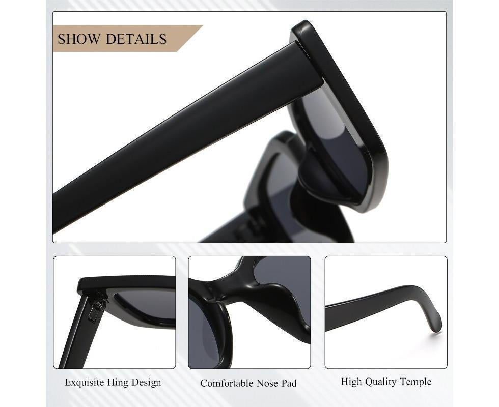 Small Rectangle Sunglasses For Women Retro Gradient Sun Glasses Female Vintage Anti Glare Shades Ladies UV400 - Hawksbill Black - Image 6