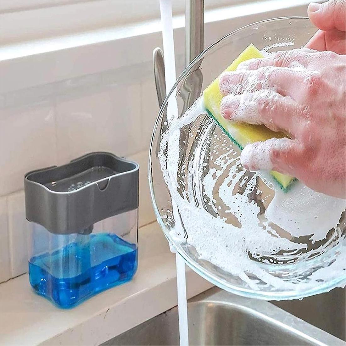 Soap Dispenser Pump With Sponge Manual Press To Clean Liquid Dispenser Container Manual Press Soap Storage Kitchen Tool - Image 4