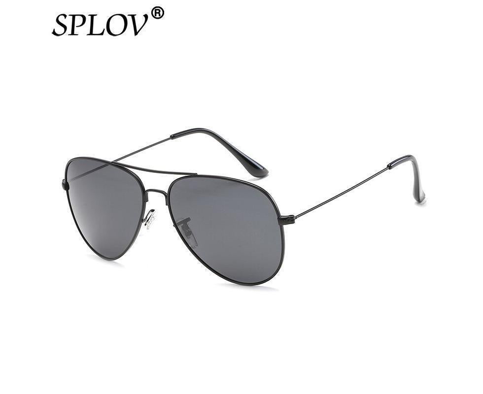 SPLOV Aviation Polarized Sunglasses Men and Women Brand Designer Pilot Sun Glasses Classic Coating Driving - Black Grey - Image 3