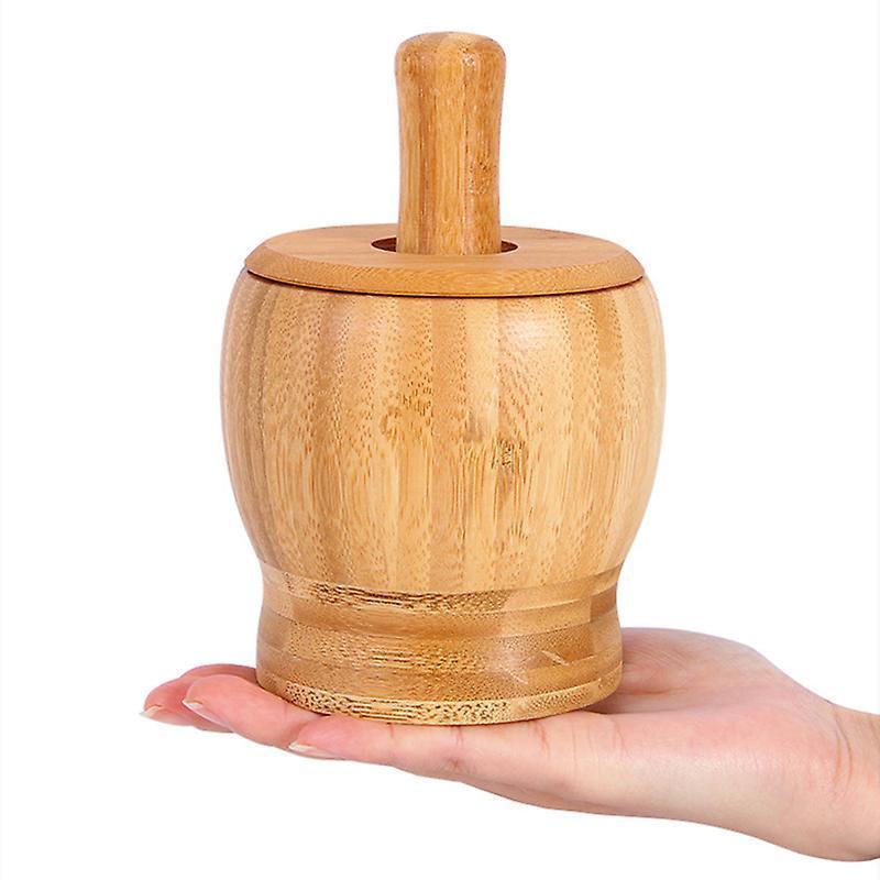 Bamboo Mortar And Pestle Grinder Pestle-set Grinding-bowl Garlic Press Ginger Crusher Herb Spice Masher Kitchen Tool - Image 5
