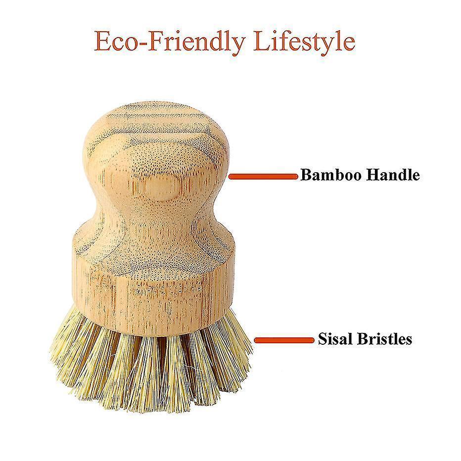 Bamboo Dish Scrub Brush Soap Dish Kitchen Wooden Dish Scrubber Cleaning Brush For Washing Dish Cast Iron Pan Pot - Image 3