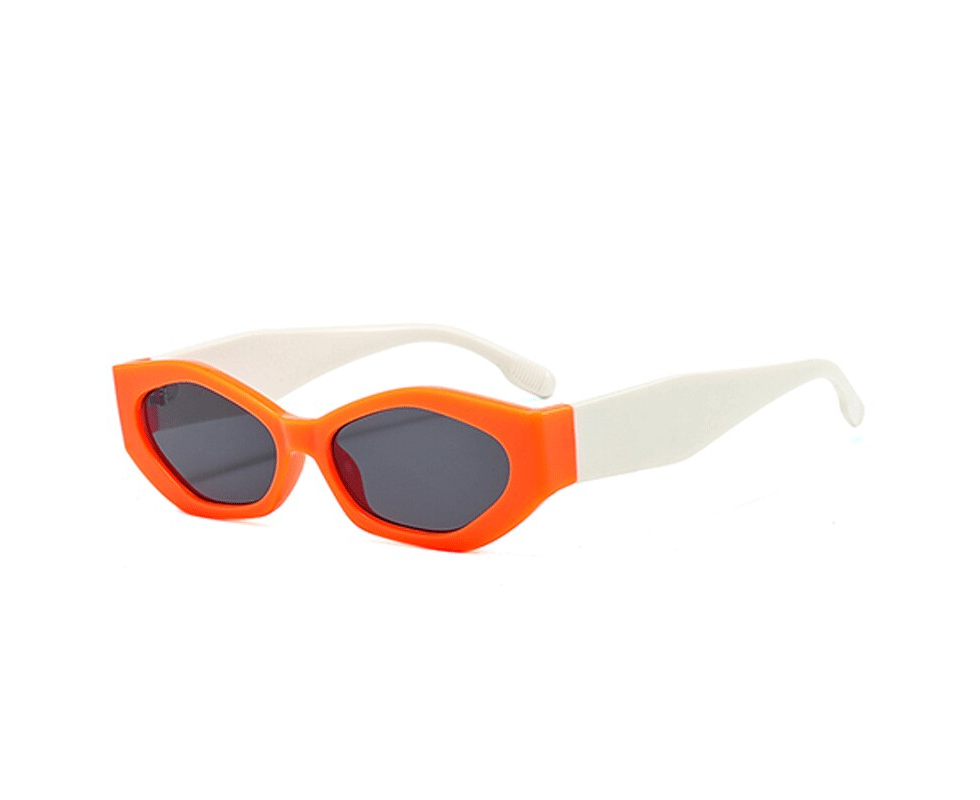 Trendy Small Cat Eye Women Sunglasses Retro Ins Popular Polygon Shades Beautiful Lady Vintage Oval Eyewear Leopard Green Grey UV400 - Orange White Grey - Image 1