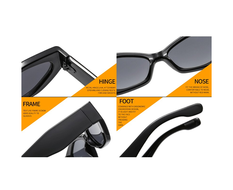 Trendy Small Cat Eye Women Sunglasses Retro Ins Popular Polygon Shades Beautiful Lady Vintage Oval Eyewear Leopard Green Grey UV400 - Orange White Grey - Image 5