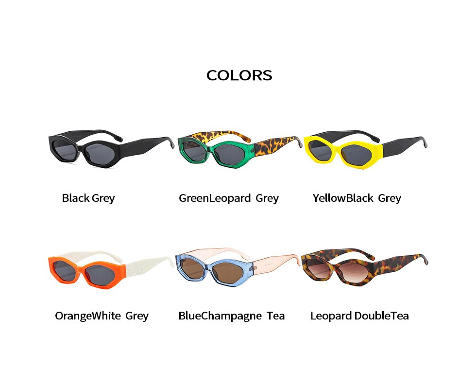 Trendy Small Cat Eye Women Sunglasses Retro Ins Popular Polygon Shades Beautiful Lady Vintage Oval Eyewear Leopard Green Grey UV400 - Orange White Grey - Image 6