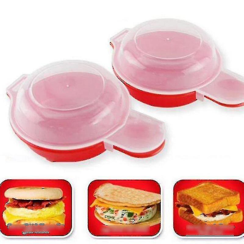 Wabjtam 2 Sets Microwave Egg Cooker,1 Minute Fast Egg Hamburg Omelet Maker Kitchen Cooking Tool(Red and Clear) - Image 3
