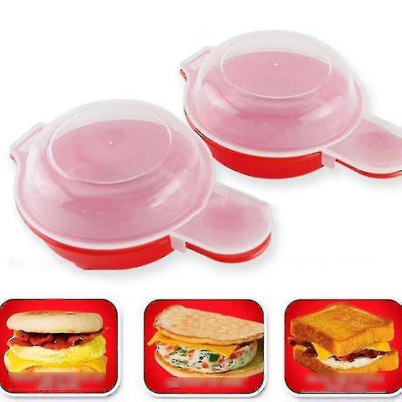 Wabjtam 2 Sets Microwave Egg Cooker,1 Minute Fast Egg Hamburg Omelet Maker Kitchen Cooking Tool(Red and Clear) - Image 4
