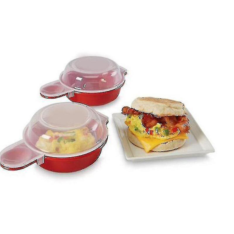 Wabjtam 2 Sets Microwave Egg Cooker,1 Minute Fast Egg Hamburg Omelet Maker Kitchen Cooking Tool(Red and Clear) - Image 5