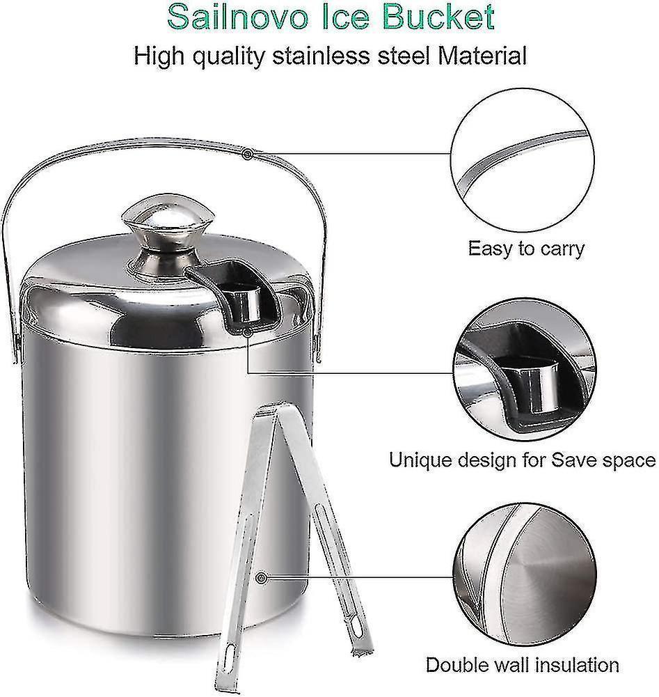 Ice Bucket Ice Bucket Champagne Cooler Ice Cube Container With Tongs And Lid - Image 4