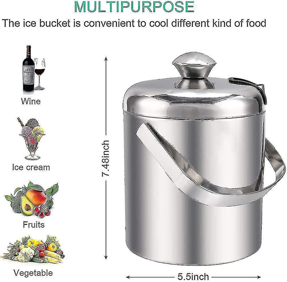 Ice Bucket Ice Bucket Champagne Cooler Ice Cube Container With Tongs And Lid - Image 5