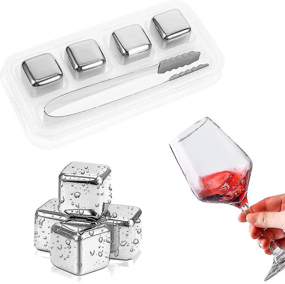 Stainless Steel Reusable Ice Cubes,stainless Steel Whisky Stones,whiskey Metal Ice Cubes,metal Ice Cooling Rocks,with Storage Box And Ice Clip - Image 1