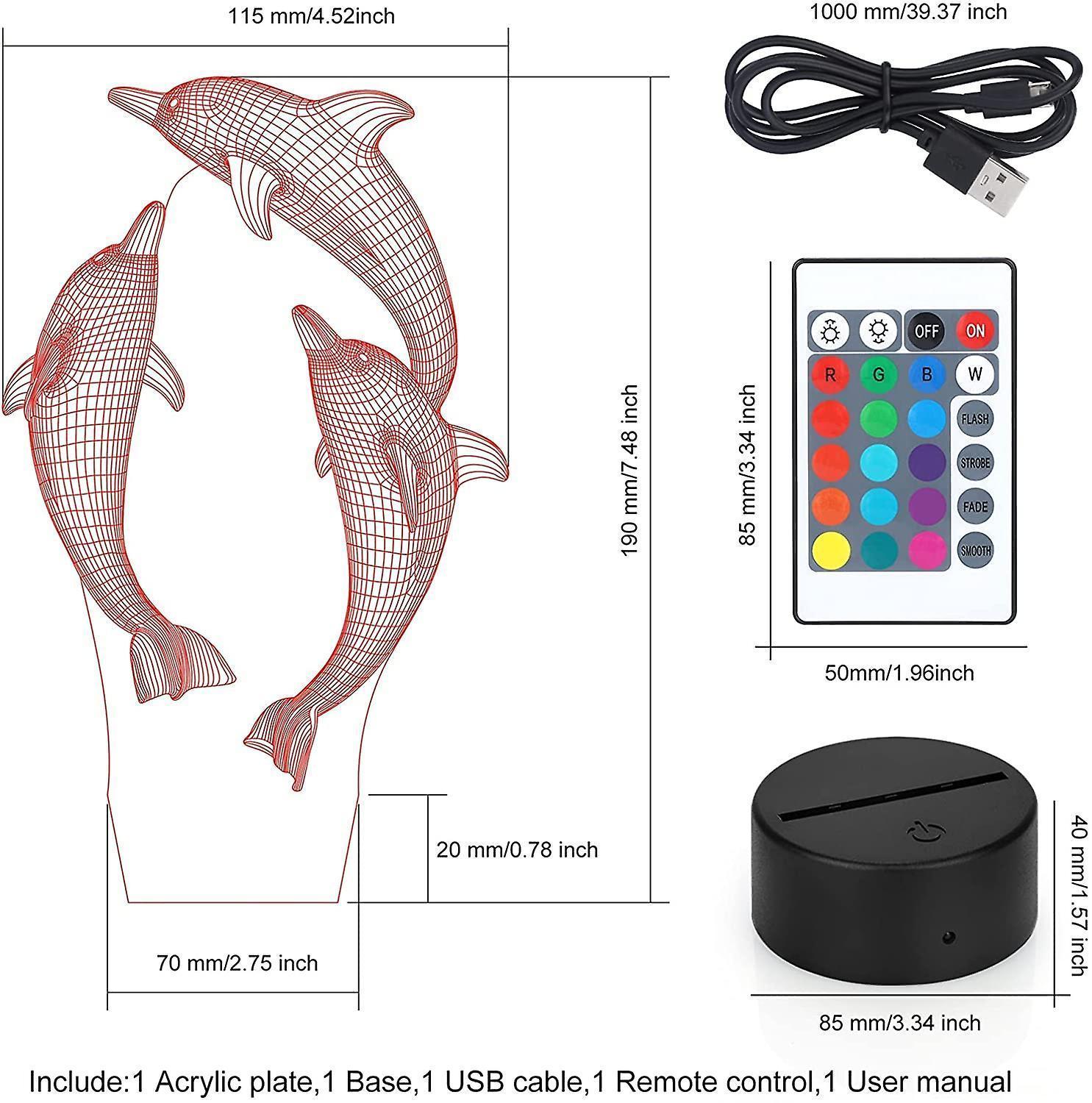 3D Night Light babies, 3D Illusion Lamp 16 Colors Change With Remote Control - Image 3