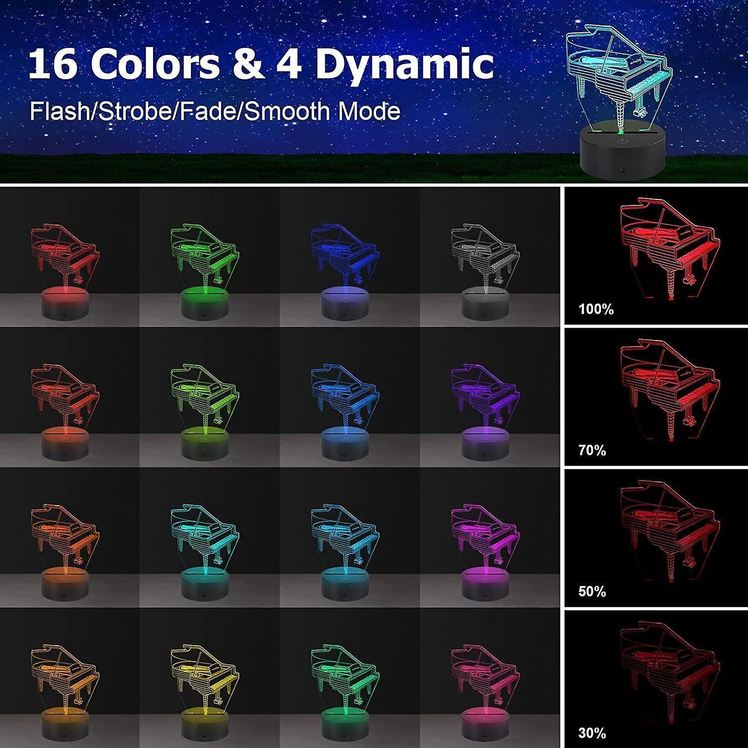 3D Lamp Illusion Piano Night Light Decor 16 Colors - Image 3