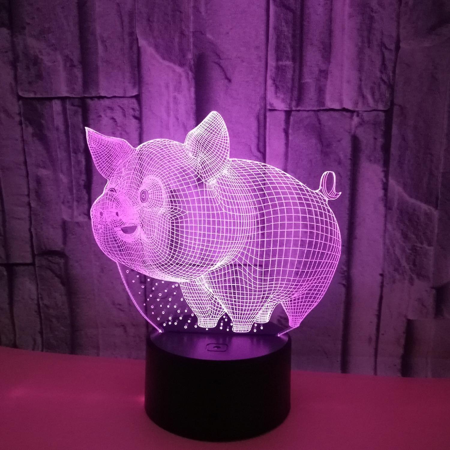 JUSCH Pig Night Light 3D Illusion Lamp Touch 7 Color Changing Bed Room Decor Girl babies Birthday Present Toys Pigs Gifts B091-1111 - Image 1