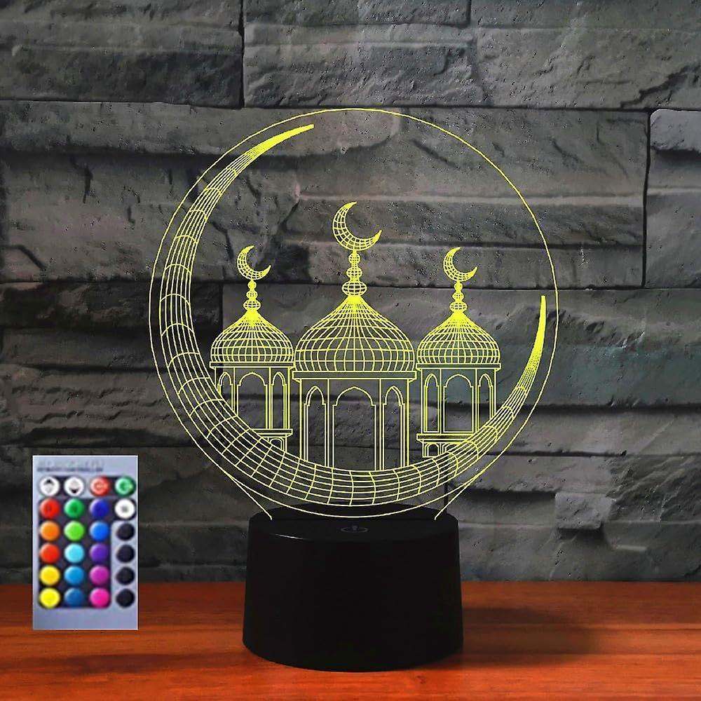 3D Muslim Castle Night Light Table Desk Optical Illusion Lamps 16 Color Changing Lights LED Table Lamp Xmas Home Love Birthday Gift - Image 1