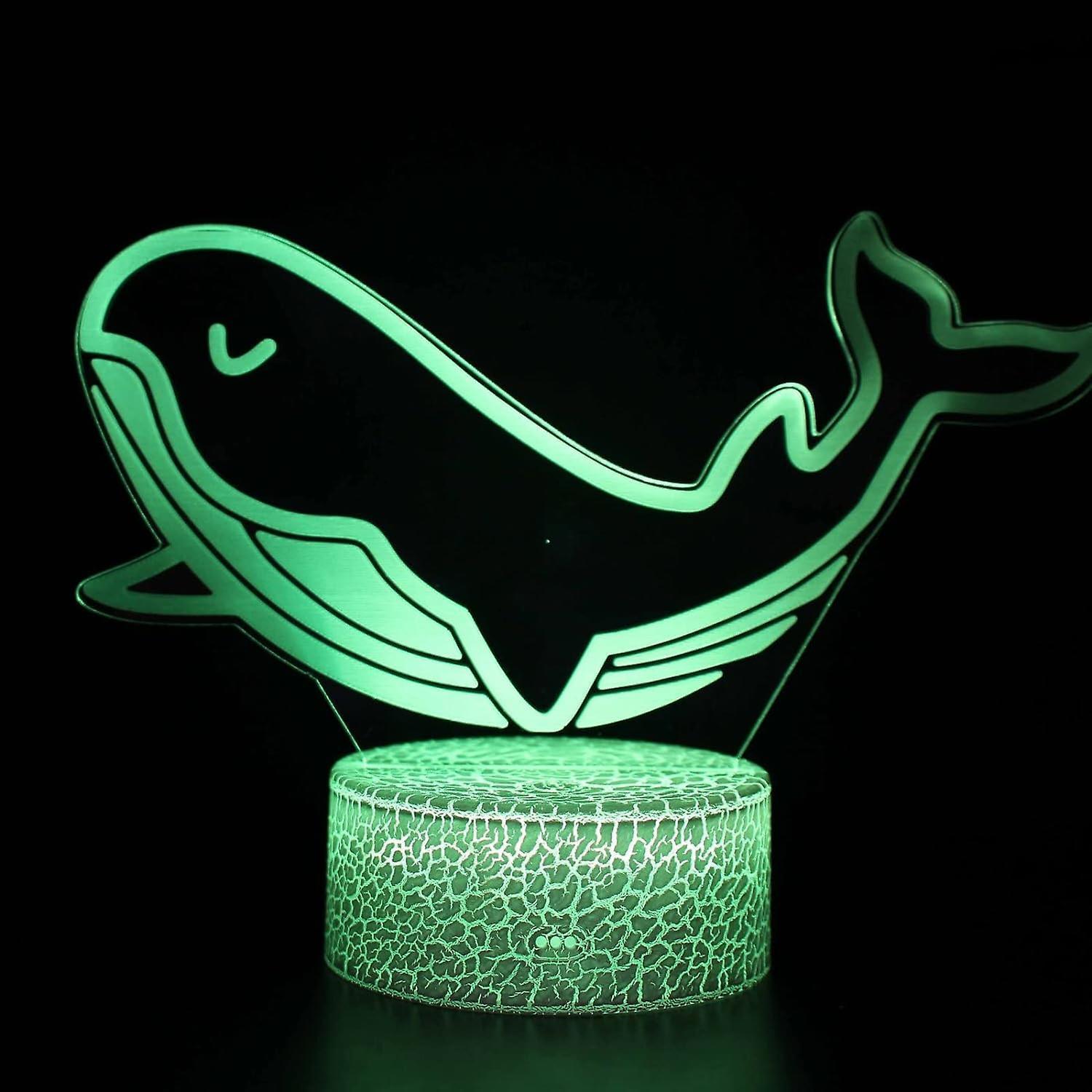 3D Optical Lamp Illusion Night Light Great Whale 3D Table Lamp babies babies Birthday Gift Creative Light GiftWhite Base: Colorful Touch - Image 1