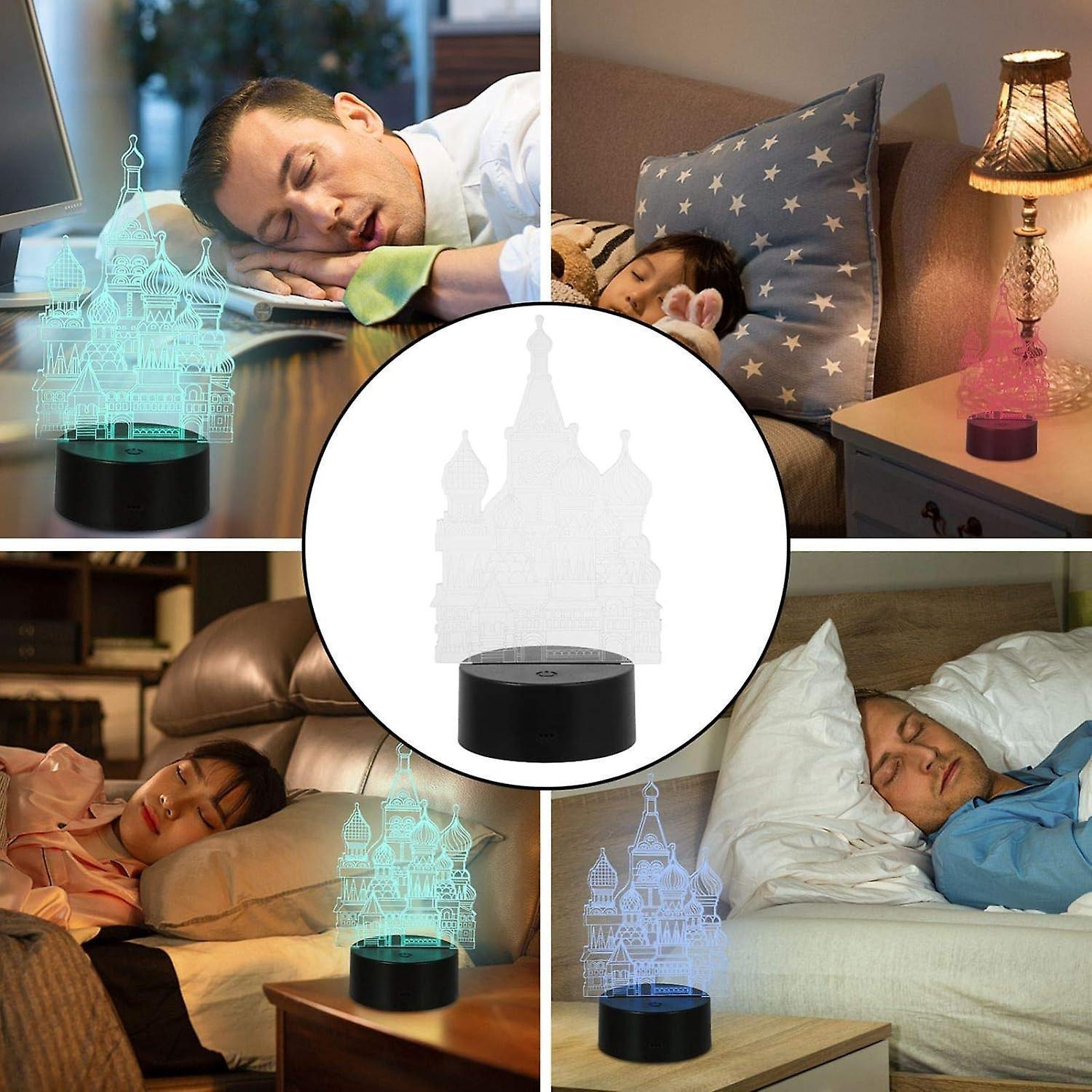 Black Table Decor 1 Set 3D Castle Night Light 3D Optical Illusion Night Lamp Decorative Bedside Light Tabletop Decoration Ornament Without Battery - Image 3